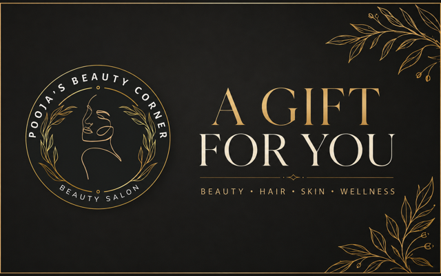 Pooja's Beauty Corner black and gold eGift card design